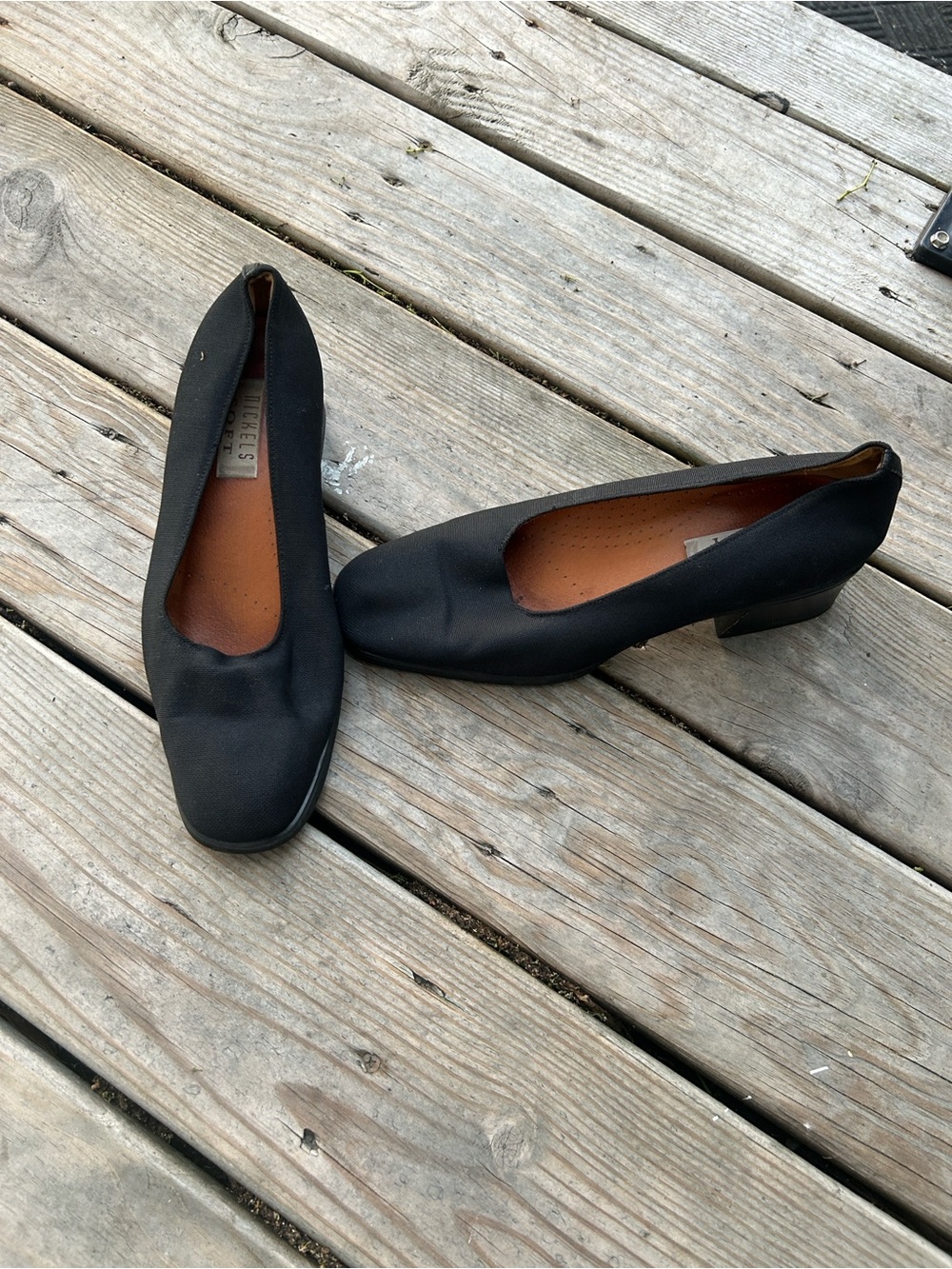 Nickels Black Low Block Heel Pumps